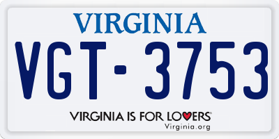VA license plate VGT3753