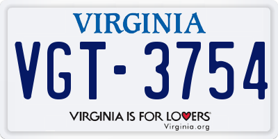 VA license plate VGT3754