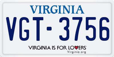 VA license plate VGT3756