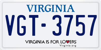 VA license plate VGT3757