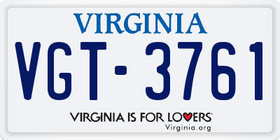VA license plate VGT3761