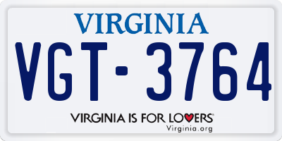 VA license plate VGT3764