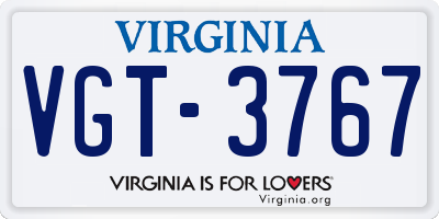 VA license plate VGT3767