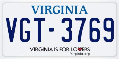 VA license plate VGT3769