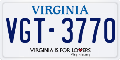 VA license plate VGT3770