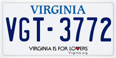 VA license plate VGT3772