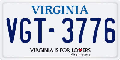 VA license plate VGT3776