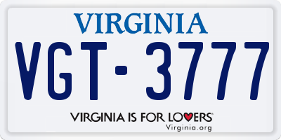 VA license plate VGT3777