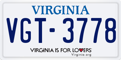 VA license plate VGT3778