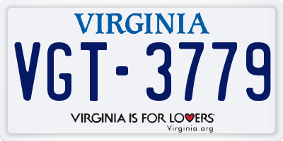 VA license plate VGT3779
