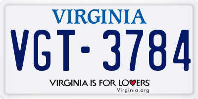 VA license plate VGT3784