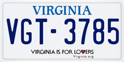 VA license plate VGT3785