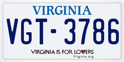 VA license plate VGT3786