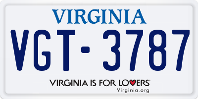 VA license plate VGT3787