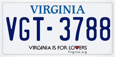 VA license plate VGT3788