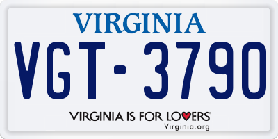 VA license plate VGT3790