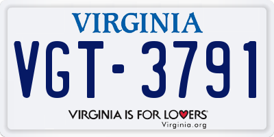 VA license plate VGT3791