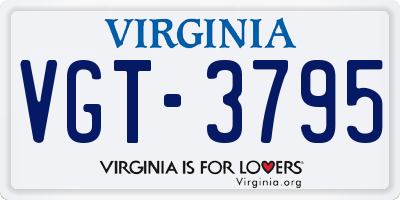 VA license plate VGT3795