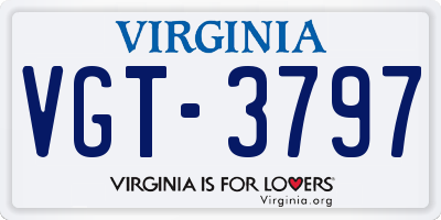 VA license plate VGT3797