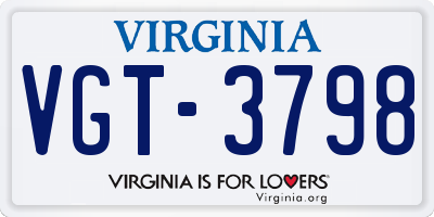 VA license plate VGT3798