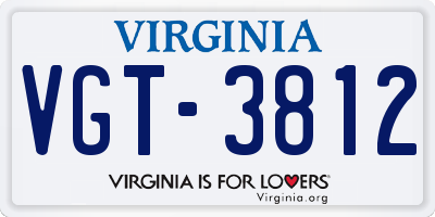 VA license plate VGT3812