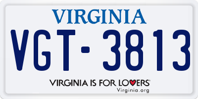 VA license plate VGT3813