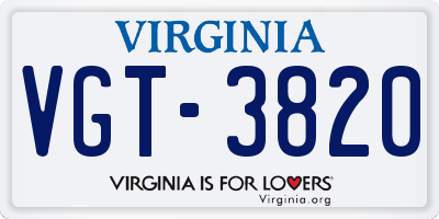 VA license plate VGT3820