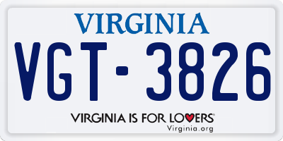 VA license plate VGT3826