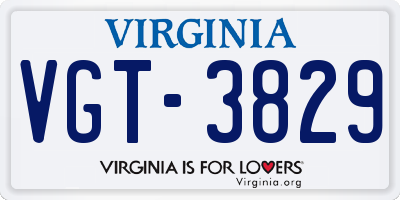 VA license plate VGT3829