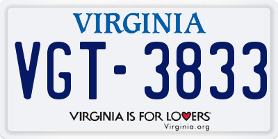 VA license plate VGT3833
