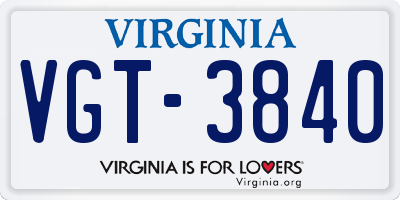 VA license plate VGT3840