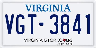 VA license plate VGT3841
