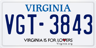 VA license plate VGT3843