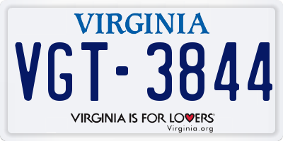 VA license plate VGT3844