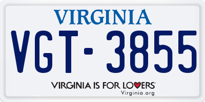 VA license plate VGT3855
