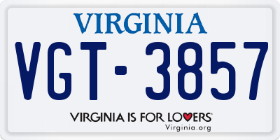 VA license plate VGT3857