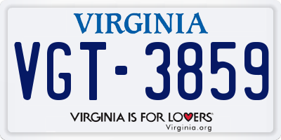 VA license plate VGT3859