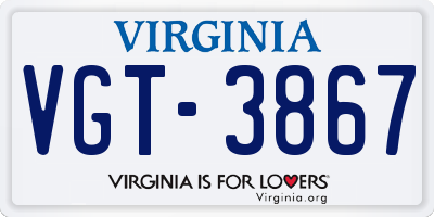 VA license plate VGT3867