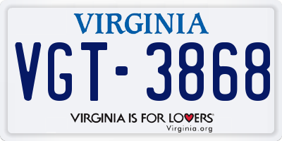 VA license plate VGT3868