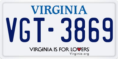 VA license plate VGT3869