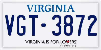 VA license plate VGT3872