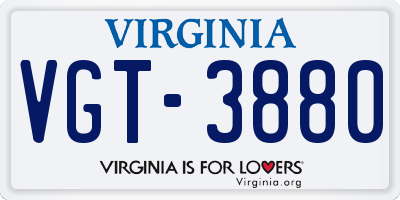 VA license plate VGT3880