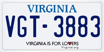 VA license plate VGT3883