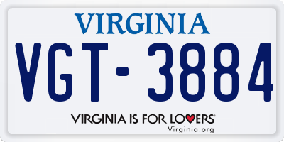 VA license plate VGT3884