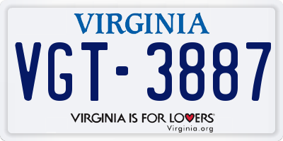 VA license plate VGT3887