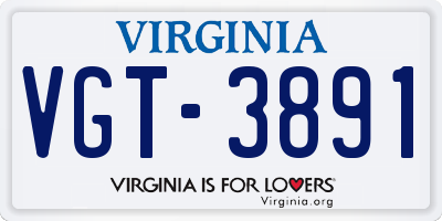 VA license plate VGT3891