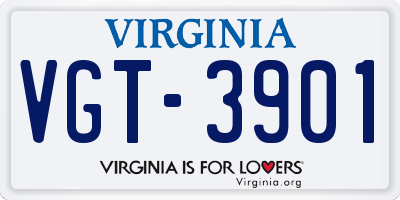 VA license plate VGT3901