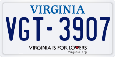 VA license plate VGT3907