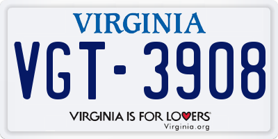 VA license plate VGT3908