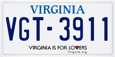 VA license plate VGT3911